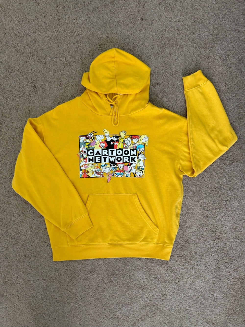 Cartoon Network Bold Yellow Characters Pullover Hoodie 2021 Men’s Size Large
